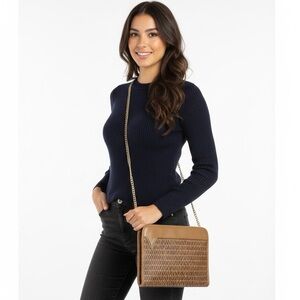 Mario Valentino VINTAGE Coated Leather Canvas Monogram Clutch
